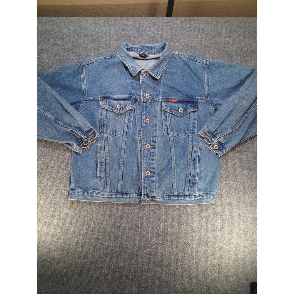 Vintage Denim Trucker Jacket Men's 2X Blue Jean Jacket 100% Cotton Y2K